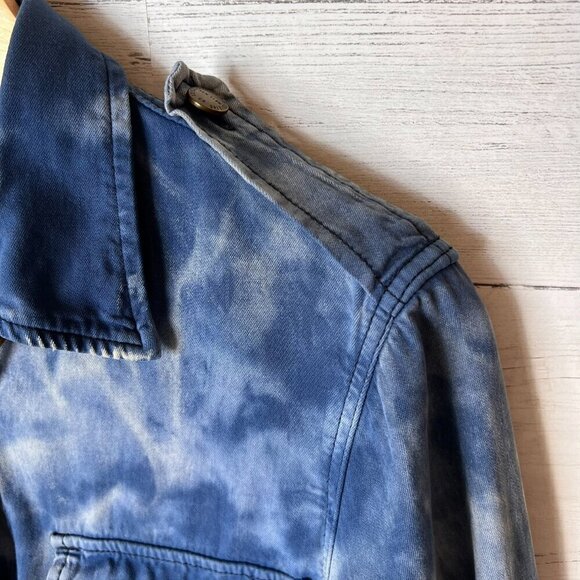 Current Elliott Shacket Womens SZ 2/M Blue & White Tie Dye Button Down Chambray - Picture 10 of 16